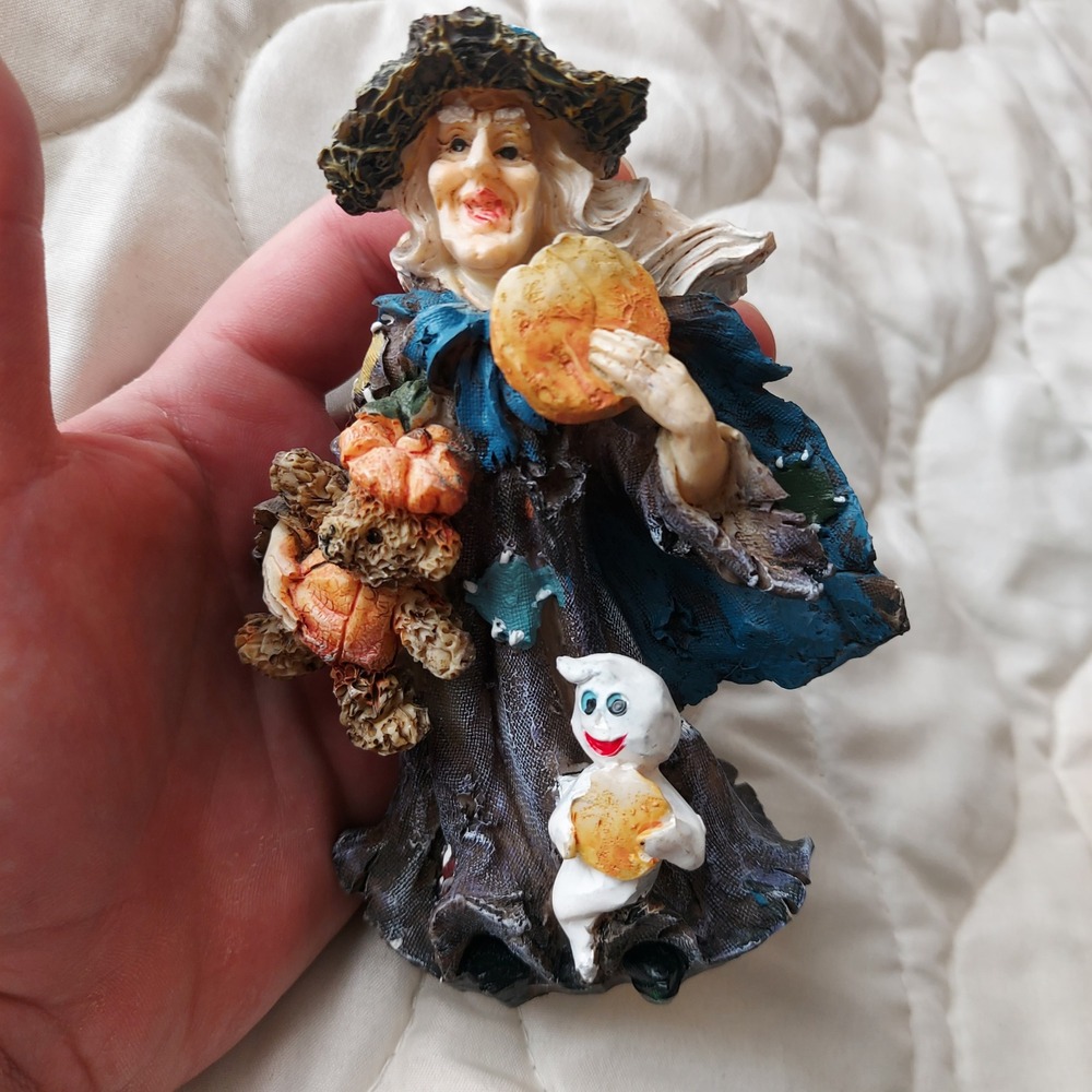 K's Collection Witty Witches Halloween Figurine Witch Ghost Teddy Bear 6 Inch
